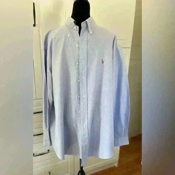 The Iconic Oxford Shirt long sleeve lt. BlueSize 17 1/2 -35 100% Yarmouth Cotten - Picture 1 of 5